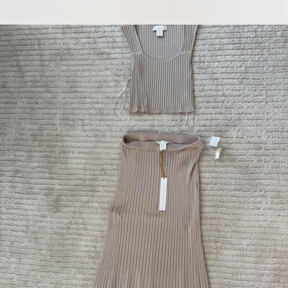 Ribbed Beige Two-Piece Set